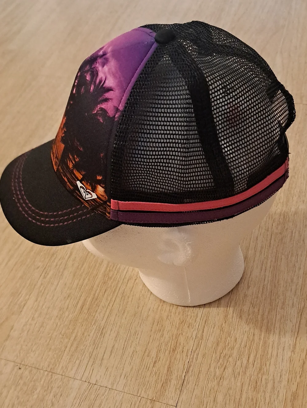 Roxy Pink and Orange Tropical Palm Trucker Hat